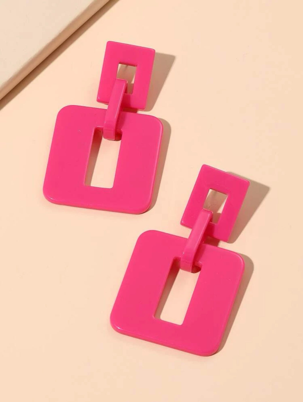 Pink Square Earrings