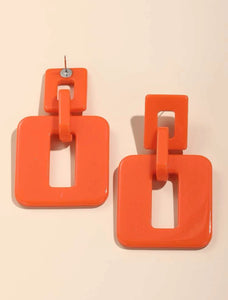 Orange Square Earrings