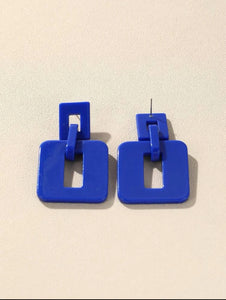 *Blue Square Earrings - B13S5