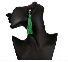 Load image into Gallery viewer, Green Tassel Earring - B48*

