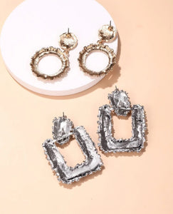 Silver Square Earrings - B75*