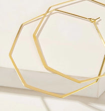 Load image into Gallery viewer, Gold Small Hexagon Hoop Earrings - B7S2*
