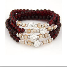 Load image into Gallery viewer, *Burgundy Beaded Rhinestone Bracelet - BB
