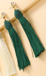 *Green Tassel Earrings - B29S2