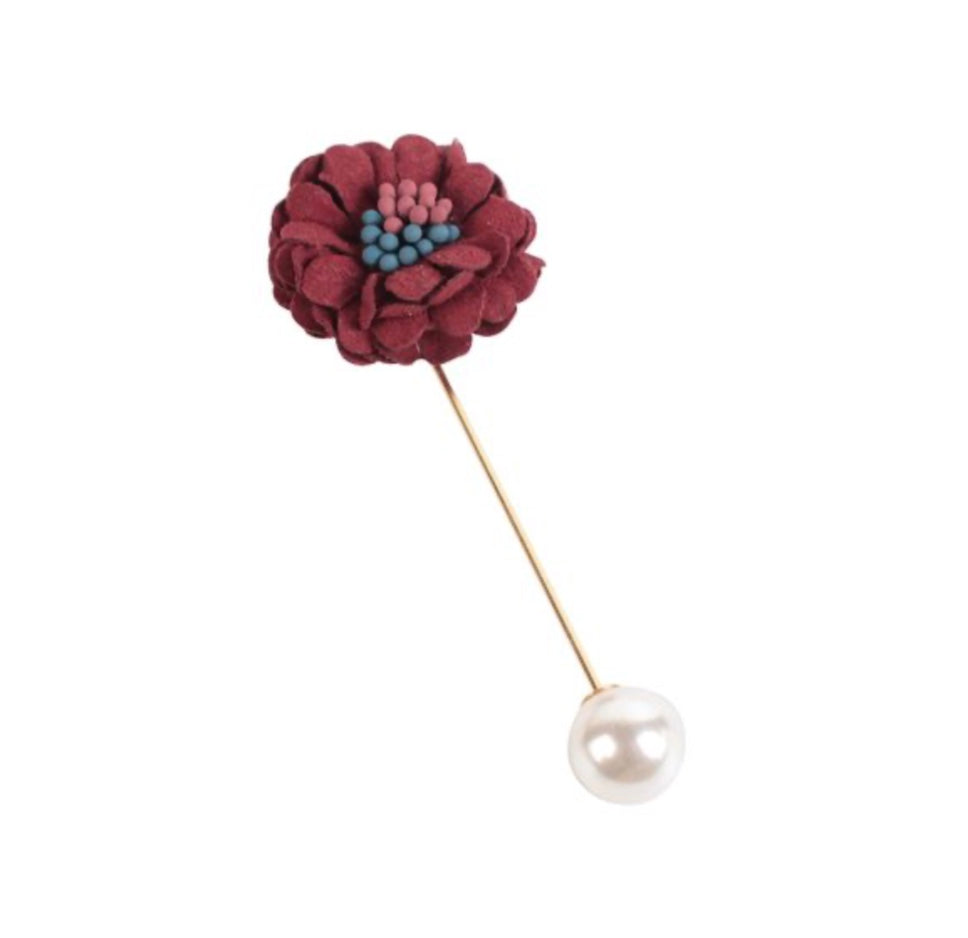 *Burgundy Flower Lapel - GW