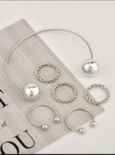 Load image into Gallery viewer, Metal Ball Cuff Bracelet &amp; Ring Set - B40S1

