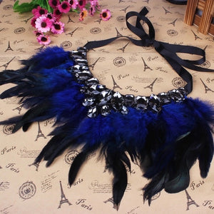 Royal Blue Feather Necklace