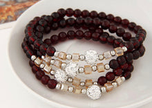 Load image into Gallery viewer, *Burgundy Beaded Rhinestone Bracelet - BB
