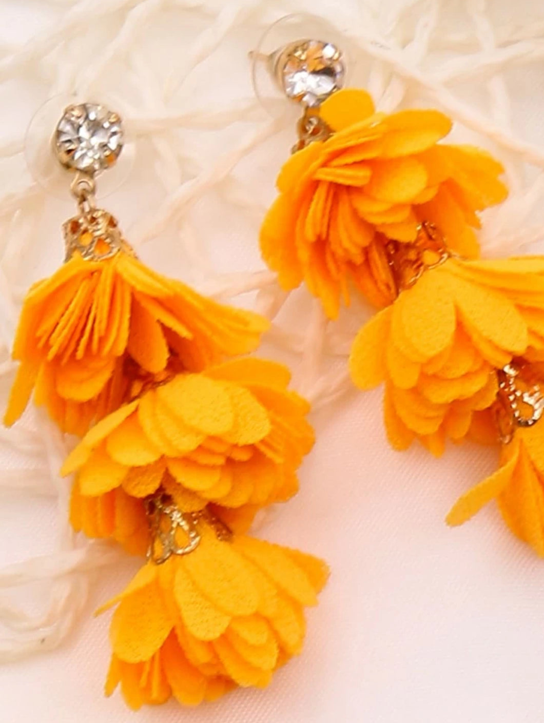 Flower Tassell Yellow Earrings - GW
