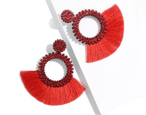 Red Bohemian Fringe Earring - B31S1*