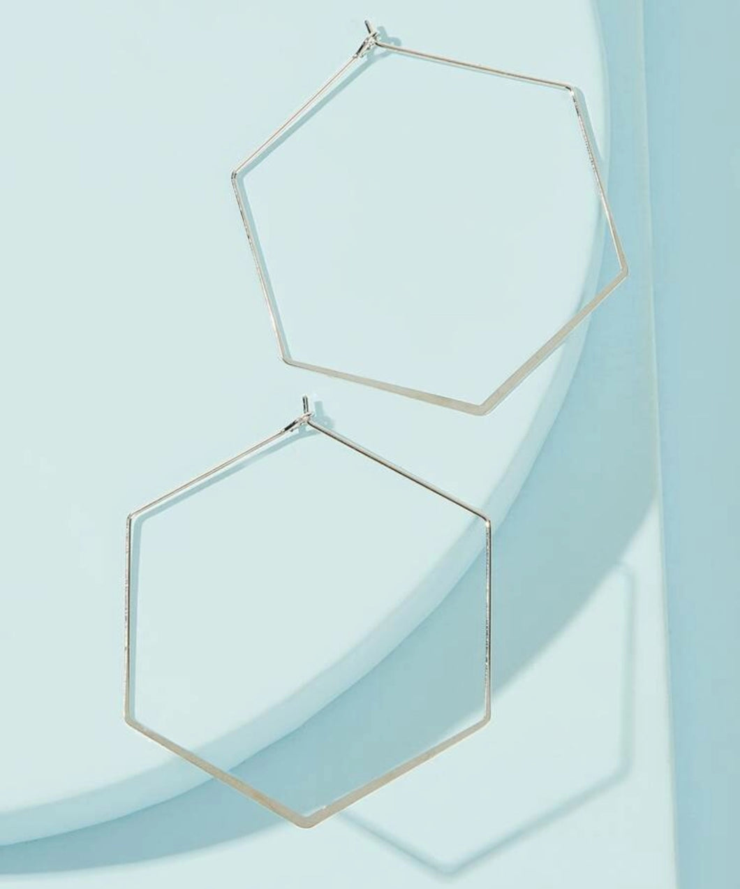 *Silver Small Hexagon Hoop Earrings - B19S1