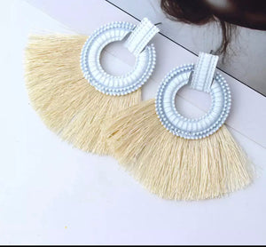 *White Boho Earring - B6S2