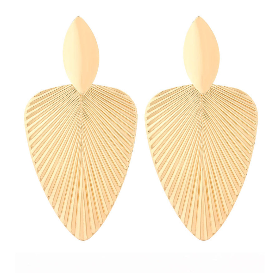 Gold Pattern Leaf Earring - GW