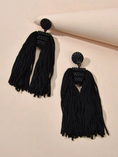 Load image into Gallery viewer, Black Tassel Earrings - B27S2*
