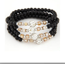 Load image into Gallery viewer, *Black Beaded Rhinestone Bracelet - CC
