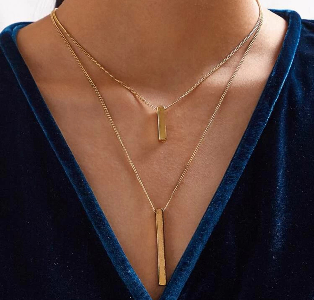 Gold Bar Necklace X2