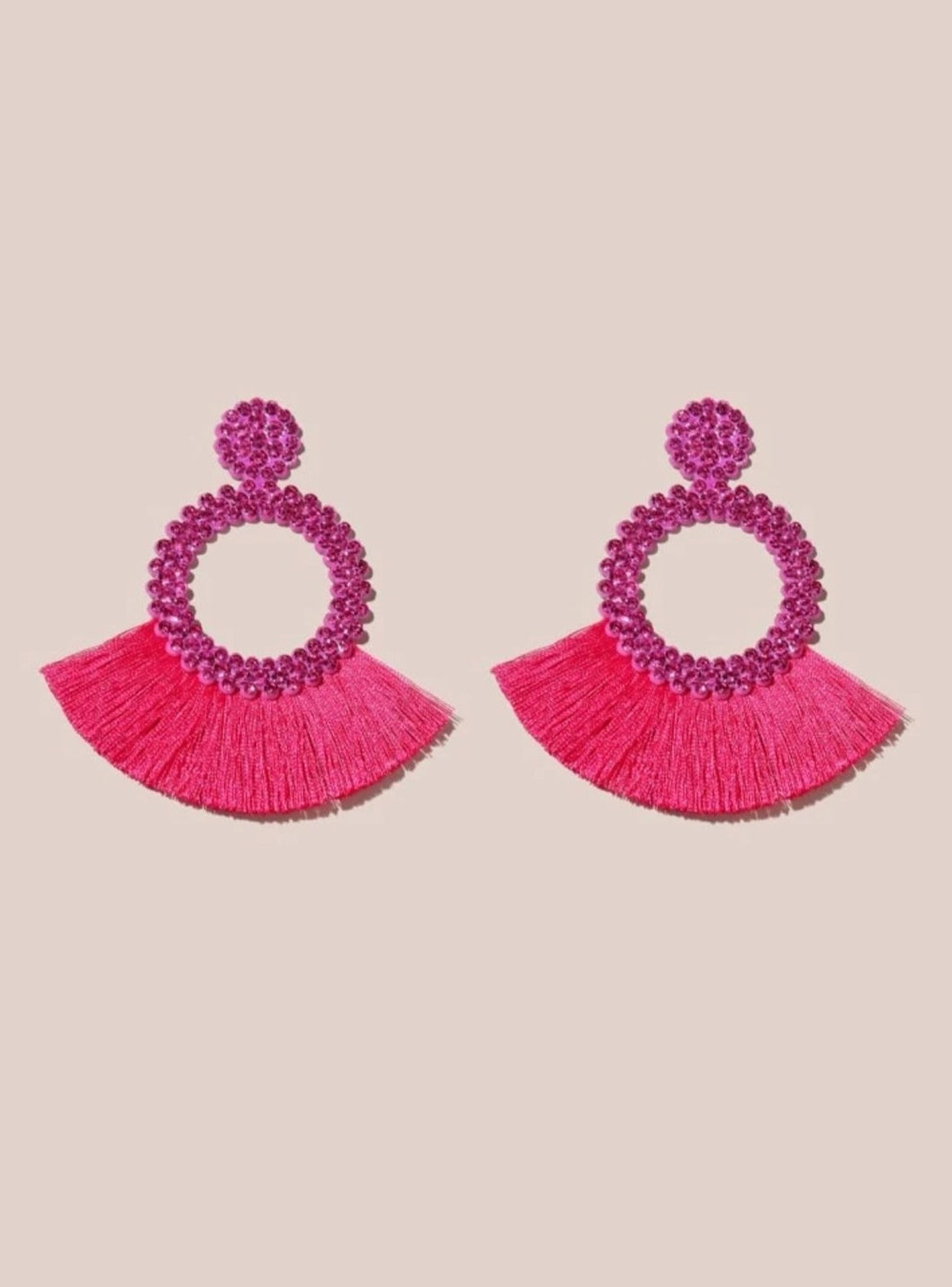 Pink Bohemian Fringe Earring - B30S2*