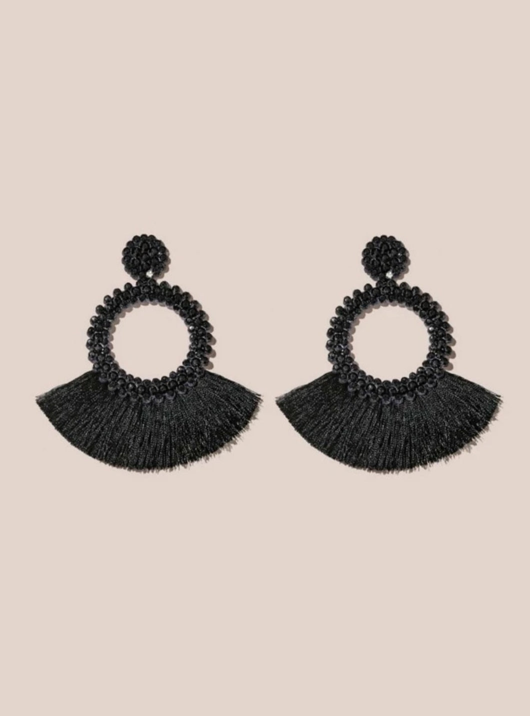 *Black Bohemian Fringe Earring - B31S2