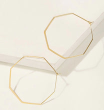 Load image into Gallery viewer, Gold Small Hexagon Hoop Earrings - B7S2*
