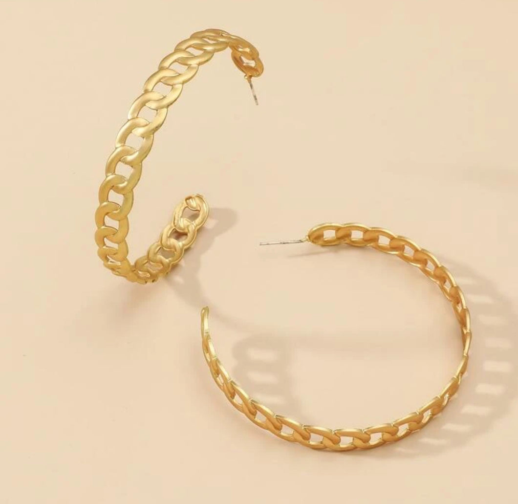 Gold Circle Chain Hoops - B20S2