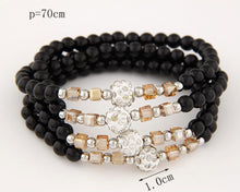 Load image into Gallery viewer, *Black Beaded Rhinestone Bracelet - CC
