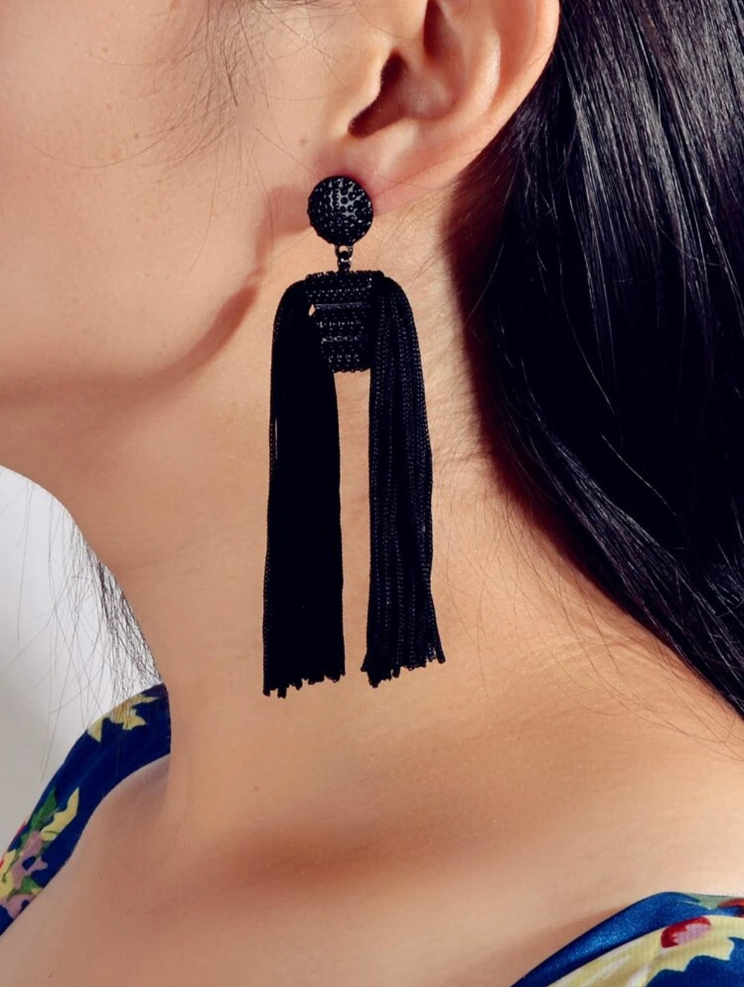 Black Tassel Earrings - B27S2*