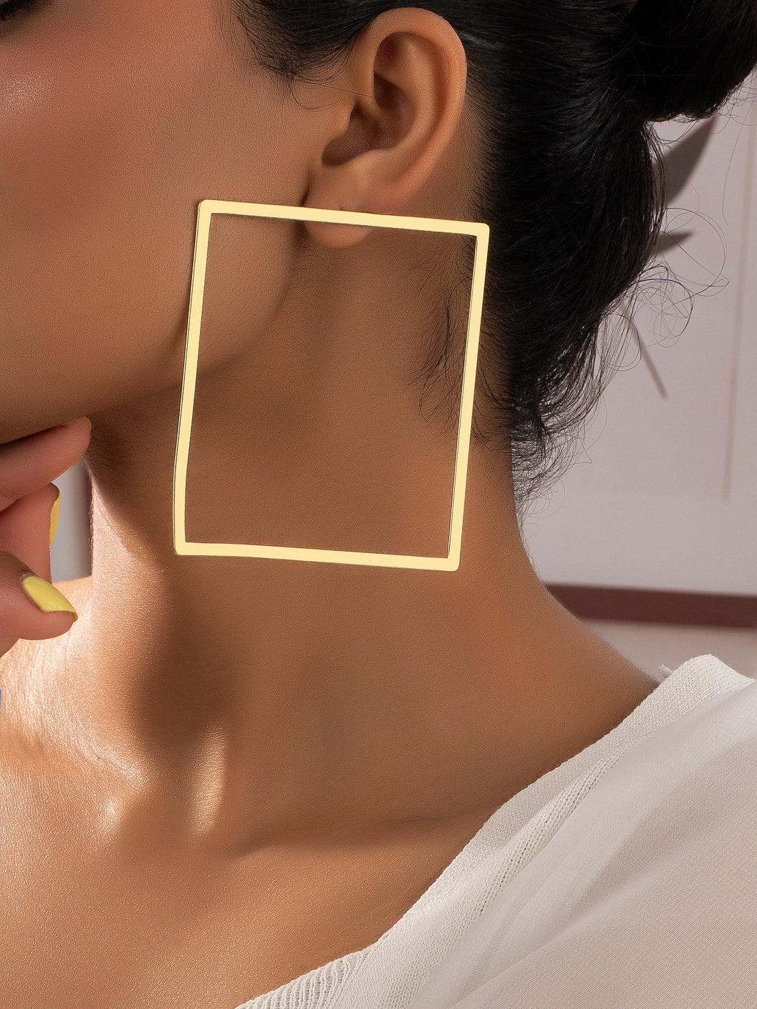 *Gold Solid Square Earrings- B50