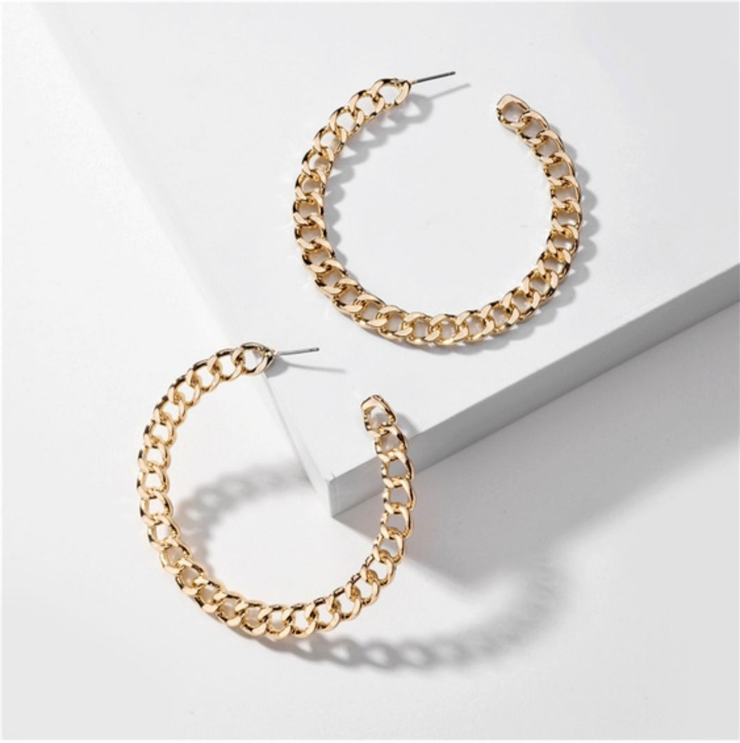 Gold Chain Hoops - Y2*