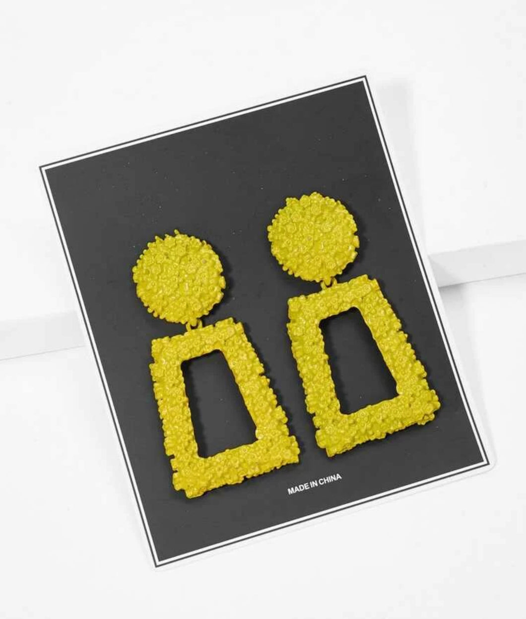 *Yellow Rectangle Hanging Earring - B37S1