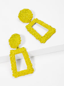 *Yellow Rectangle Hanging Earring - B37S1