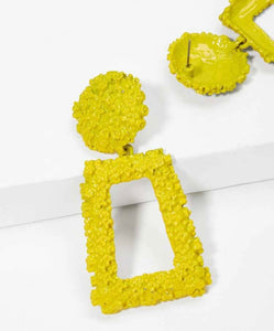 *Yellow Rectangle Hanging Earring - B37S1