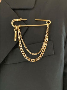 Gold Safety Pin Brooch - Y1*