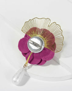 *Fuchsia/Gold Brooch - BT