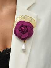 Load image into Gallery viewer, *Fuchsia/Gold Brooch - BT
